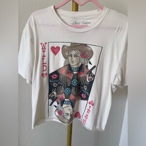 Lotus Fashion Wild West Casino Card Crop Ivory Graphic Women Med GUC